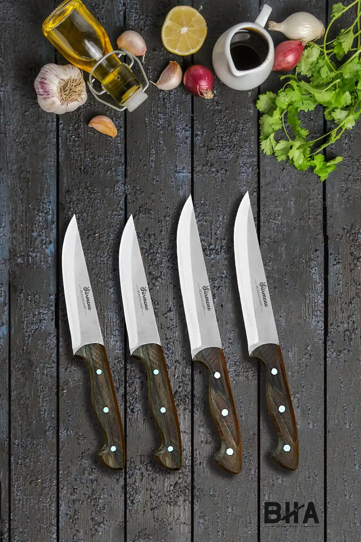 Sürmene Bıçakçı Hacı Ahmet 4 Parça Günlük Kullanım Mutfak Bıçakları Seti