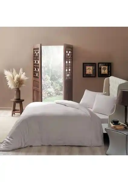 Taç Everyday Saten Nevresim Takımı Çift Kişilik Vizon Renk Yatak Dekorasyonu İçin Uygun