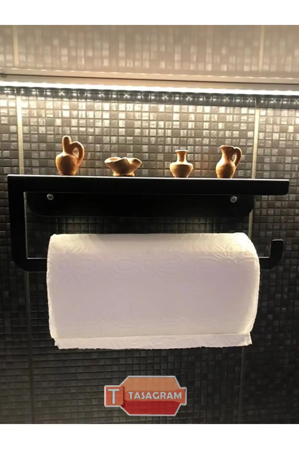 TASAGRAM Siyah Rulo Kağıt Havluluk Modern ve Dayanıklı Banyo Düzenleyici Ürünü