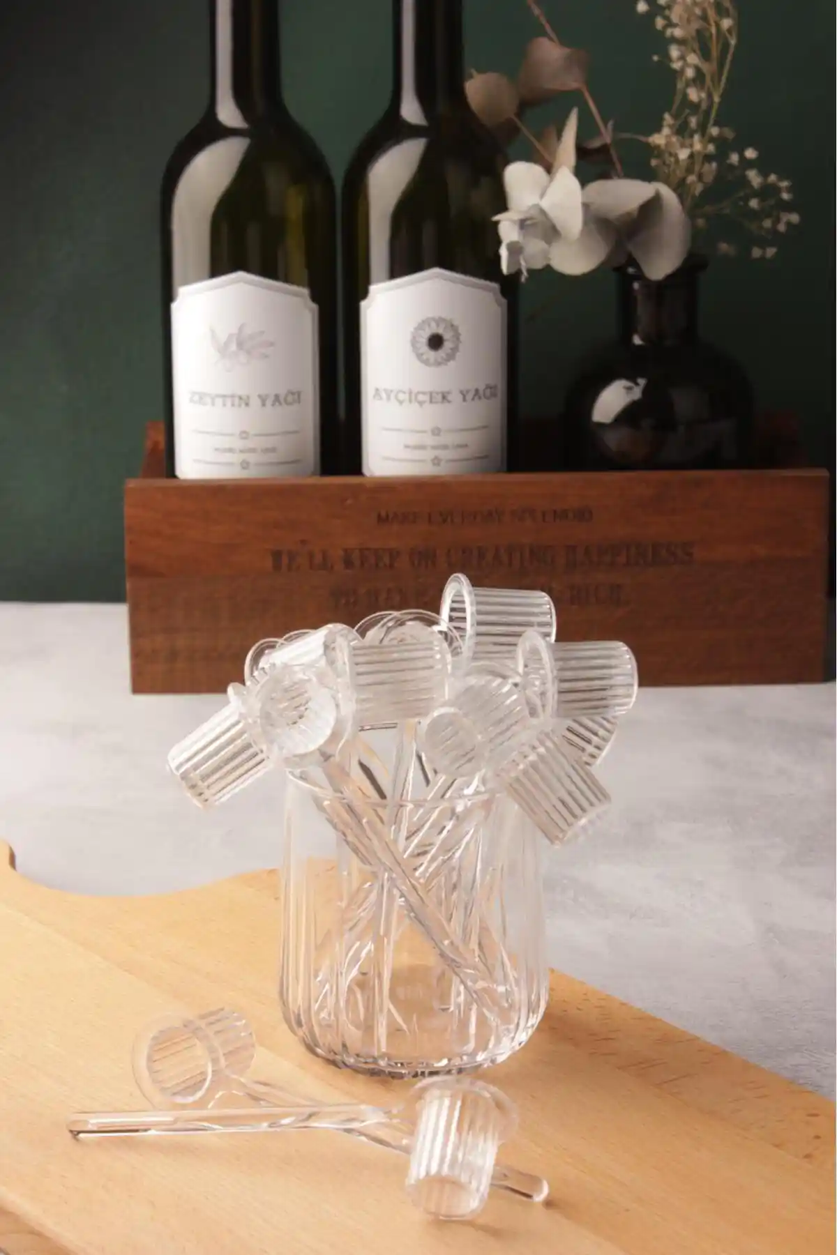 Tinsmith 12'li Mika Origami Şekilli Kristal Kahve Baharat Reçel Sos Kaşığı Seti