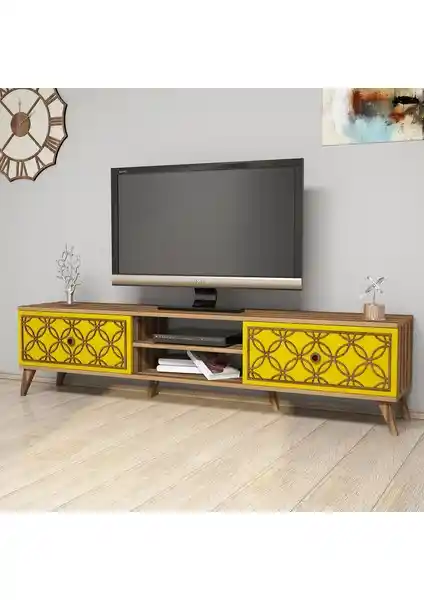 Variant Mobilya Variant Class TV Ünitesi Alt Modülü Ceviz ve Sarı Renk Seçenekleriyle Modern Tasarım