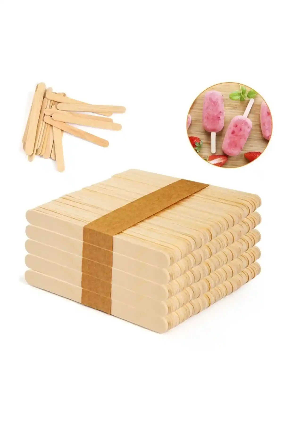 Vigentino Pratik 50'li Ahşap Dondurma Çubuğu Doğal ve Kullanışlı Mutfak Gereci