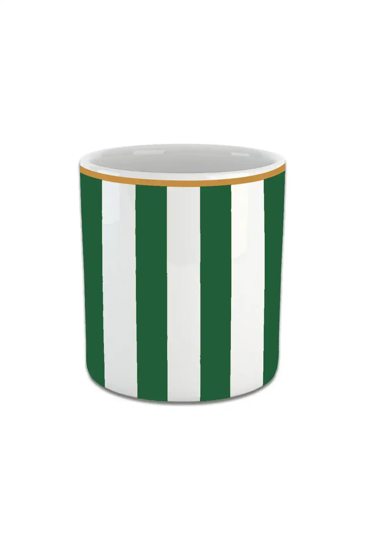 Vivas Dikey Yeşil Çizgili Double Fincan: Modern ve Şık Kahve Keyfi İçin Uygun Tasarım