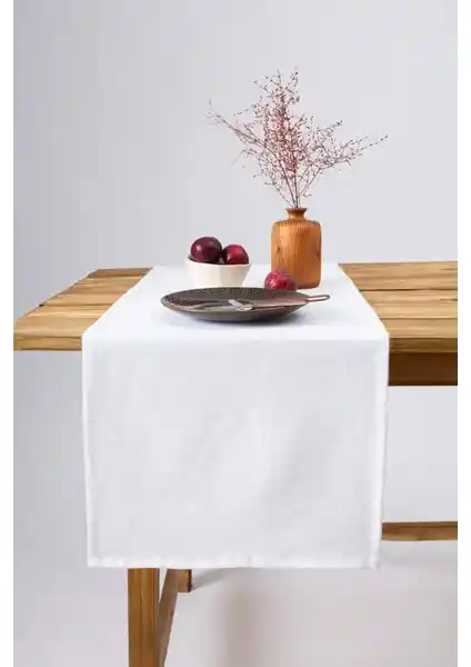 Wellstil Premium Keten Beyaz Runner: Şık ve Doğal Masa Dekorasyonu İçin Ideal Seçenek