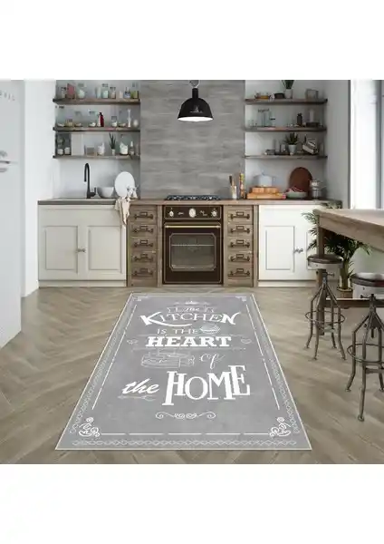West Home Dijital Baskılı Yıkanabilir Kaymaz Taban Mutfak Halısı Modern ve Şık Tasarım