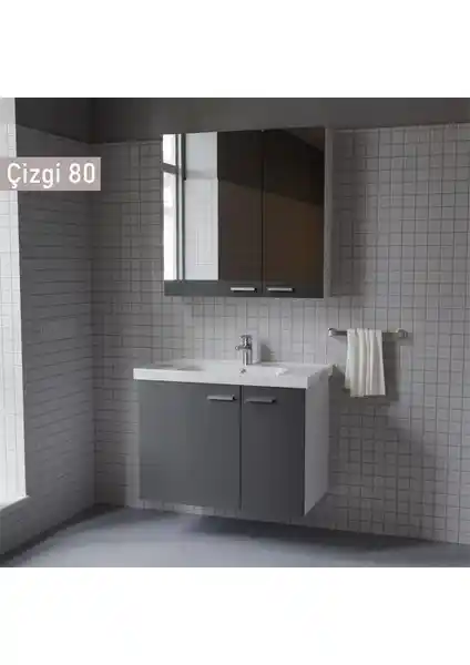 Wons Era Çizgi 80 cm Antrasit Banyo Dolabı Modern Tasarım ve Fonksiyonellik
