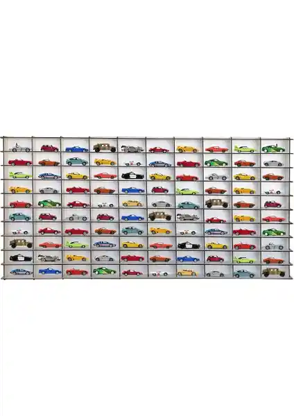 Woodbu 1/64 Beyaz Hobi Araba Rafı: Dayanıklı, Şık ve Kolay Kurulumlu Depolama Çözümü