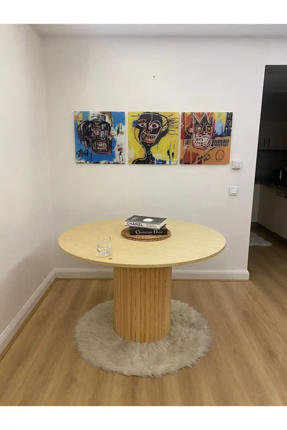 WoodyWood 103 cm Yuvarlak Ahşap Yemek Masası Modern Tasarım ve Dayanıklılık