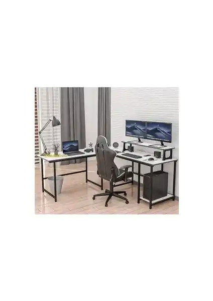 Yasmak Beyaz L Tipi Çalışma ve Oyun Masası Geniş Yüzey ve Modern Tasarım Özellikleriyle