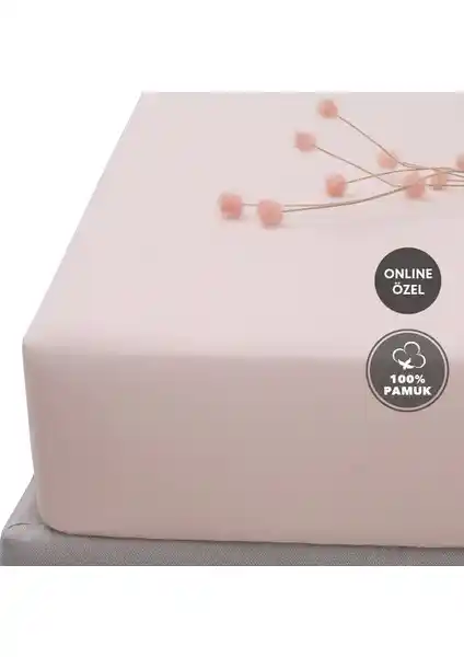 Yataş Softy Çift Kişilik %100 Pamuk Penye Çarşaf Pudra Rengi ve Modern Tasarım
