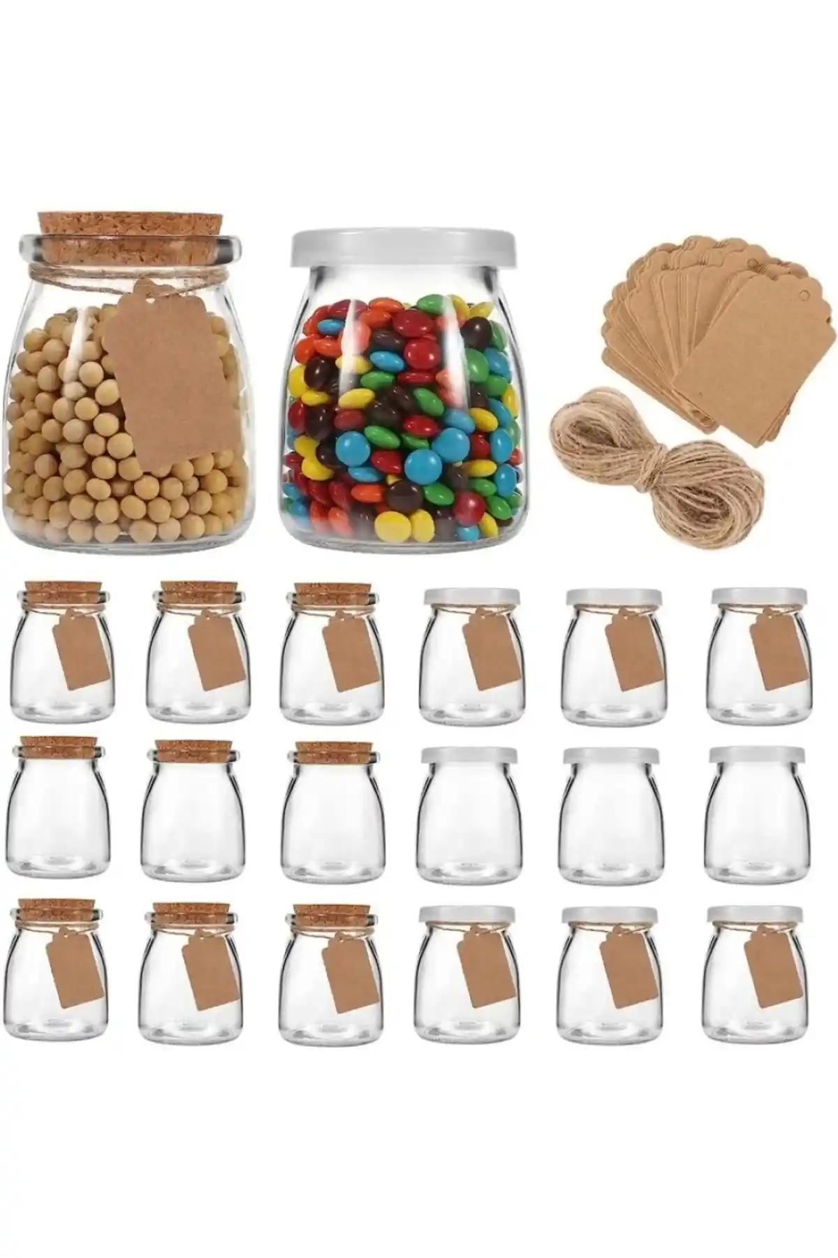 Yenigeldi 3 Adet Cam Kavanoz Seti Sızdırmaz Mantar Kapaklı ve Estetik Tasarım