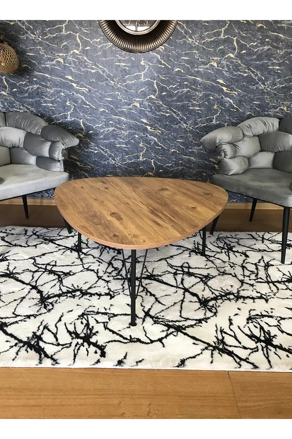 Yirmi15 Atlantik Çam Desen Pena Orta Sehpa 90x90 cm şık ve dayanıklı modern tasarım