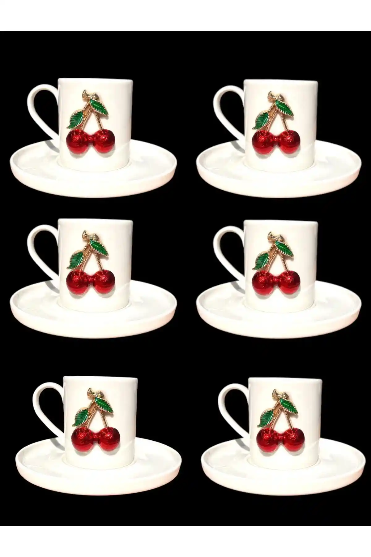 YzHome 6 Kişilik Beyaz Porselen Kahve Fincan Takımı Modern ve Dayanıklı Tasarım