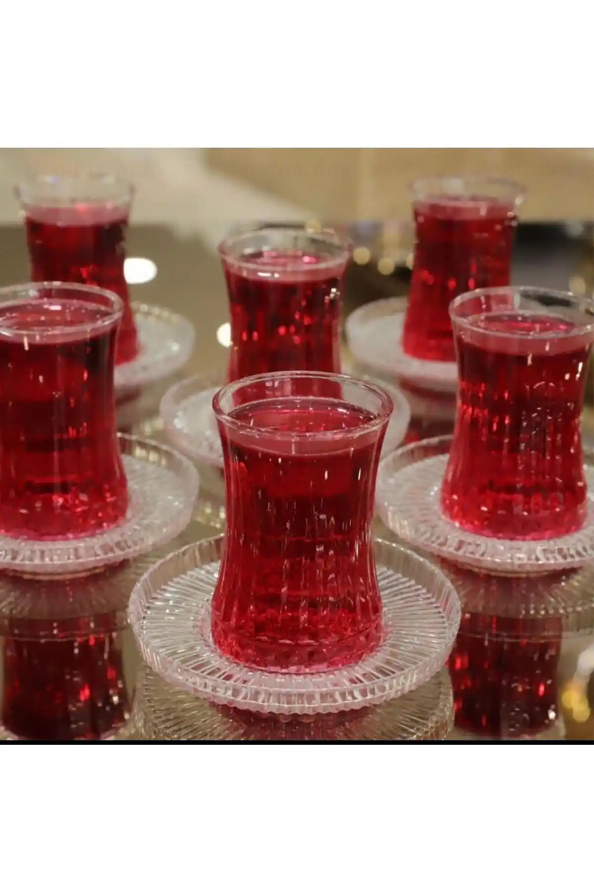 YzHome Şeffaf Cam Çay Tabağı Seti 6'lı Modern ve Şık Sofra Gereçleri