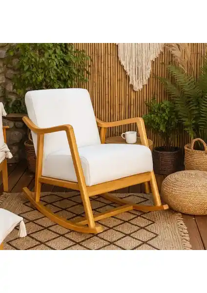 Zem Rock Bohem Sallanır Berjer Kırık Beyaz Modern Konfor ve Şıklık Sunar