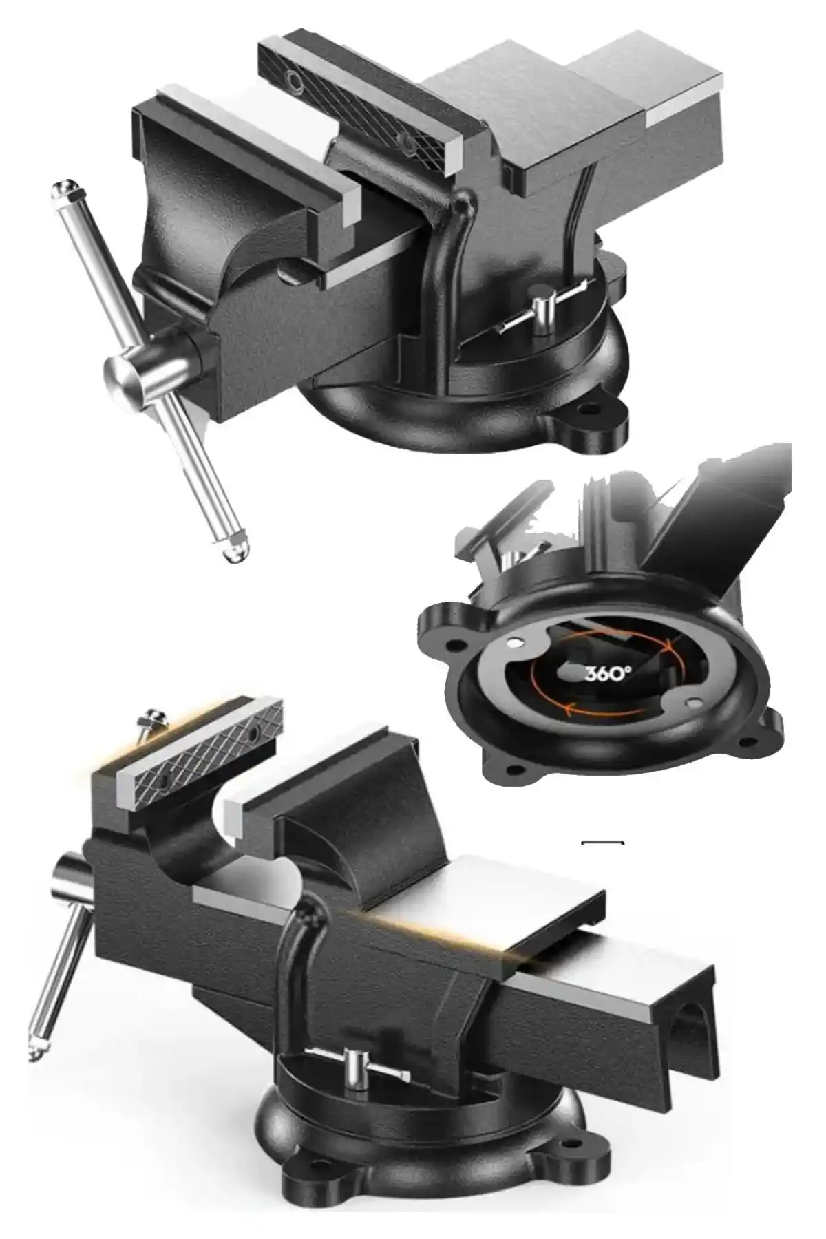 Alman Modeli Pro Çelik 100 Mm Dönerli Tezgah Mengenesi Profesyonel Kullanım İçin