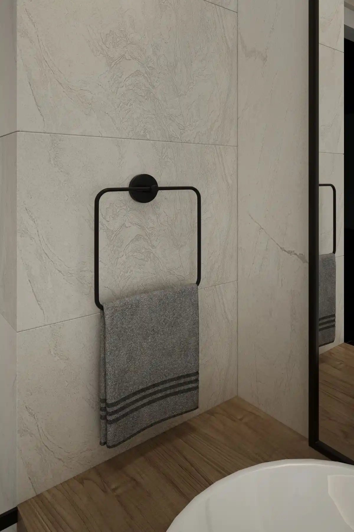 Alper Banyo Lotus Mat Siyah Eko Kare Havluluk Modern ve Dayanıklı Banyo Aksesuarı