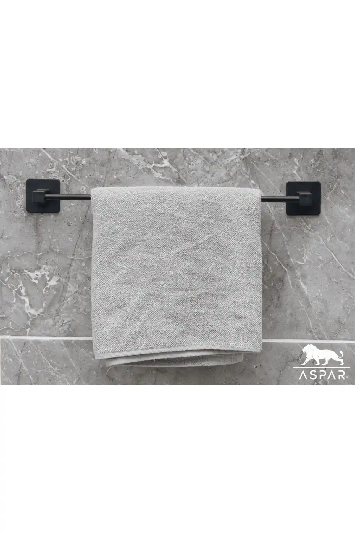 ASPAR Kare Yapışkanlı Siyah Uzun Havluluk Modern ve Pratik Tasarımıyla Banyo Dekorasyonuna Uygun