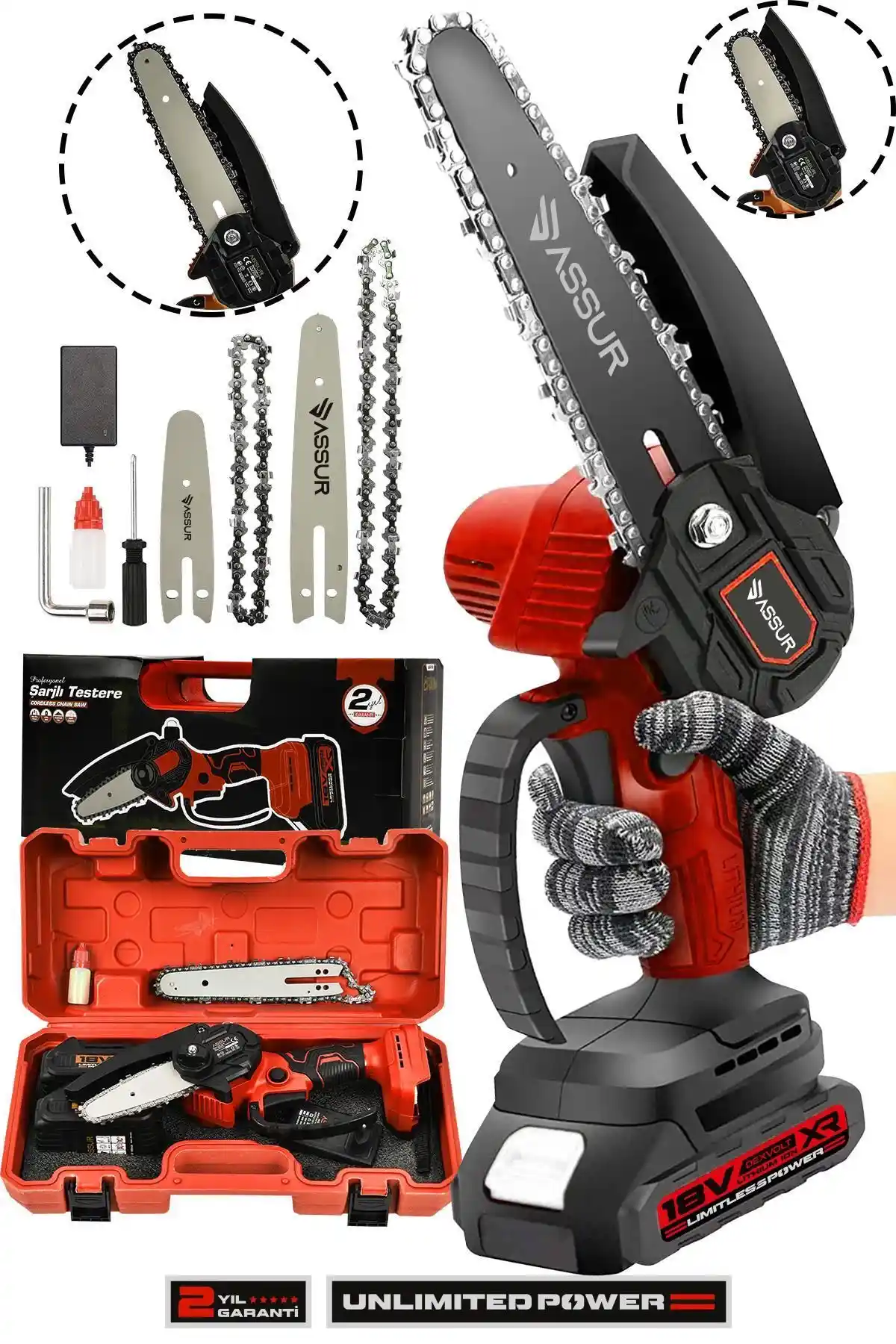 Assur Pro Metal Dişli 18V Şarjlı Dal Budama Testeresi: Dayanıklı ve Kullanışlı Bahçe Aleti