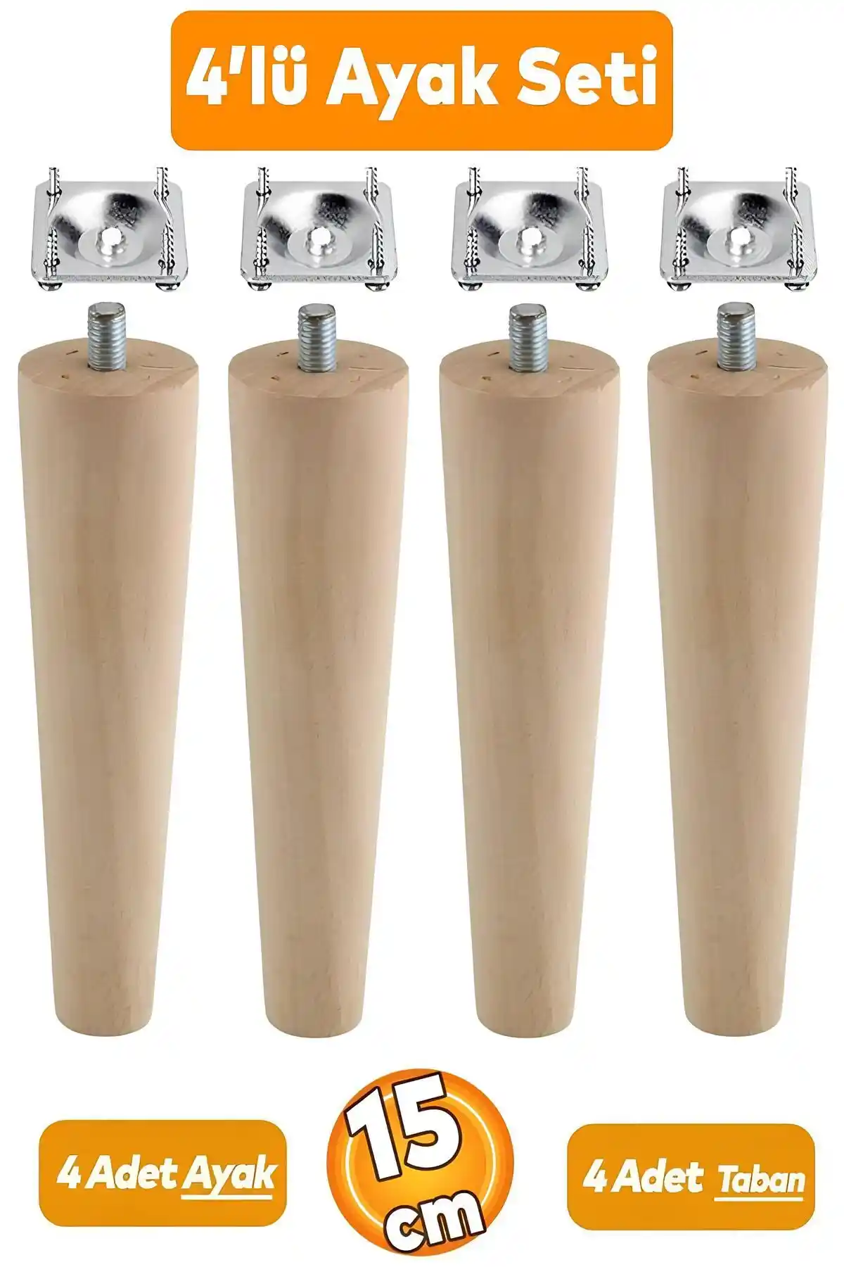 Badem10 Ahşap Mobilya Ayakları 15 CM Dayanıklı ve Estetik Tasarım ile Mobilyalarınıza Şıklık Katın
