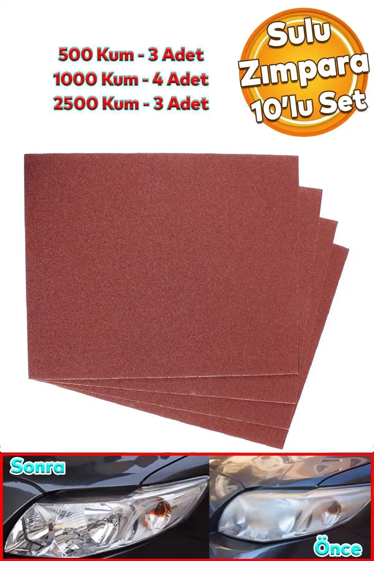 Badem10 Çok Yönlü Far Temizleme ve Zımparalama Seti ile Profesyonel Sonuçlar