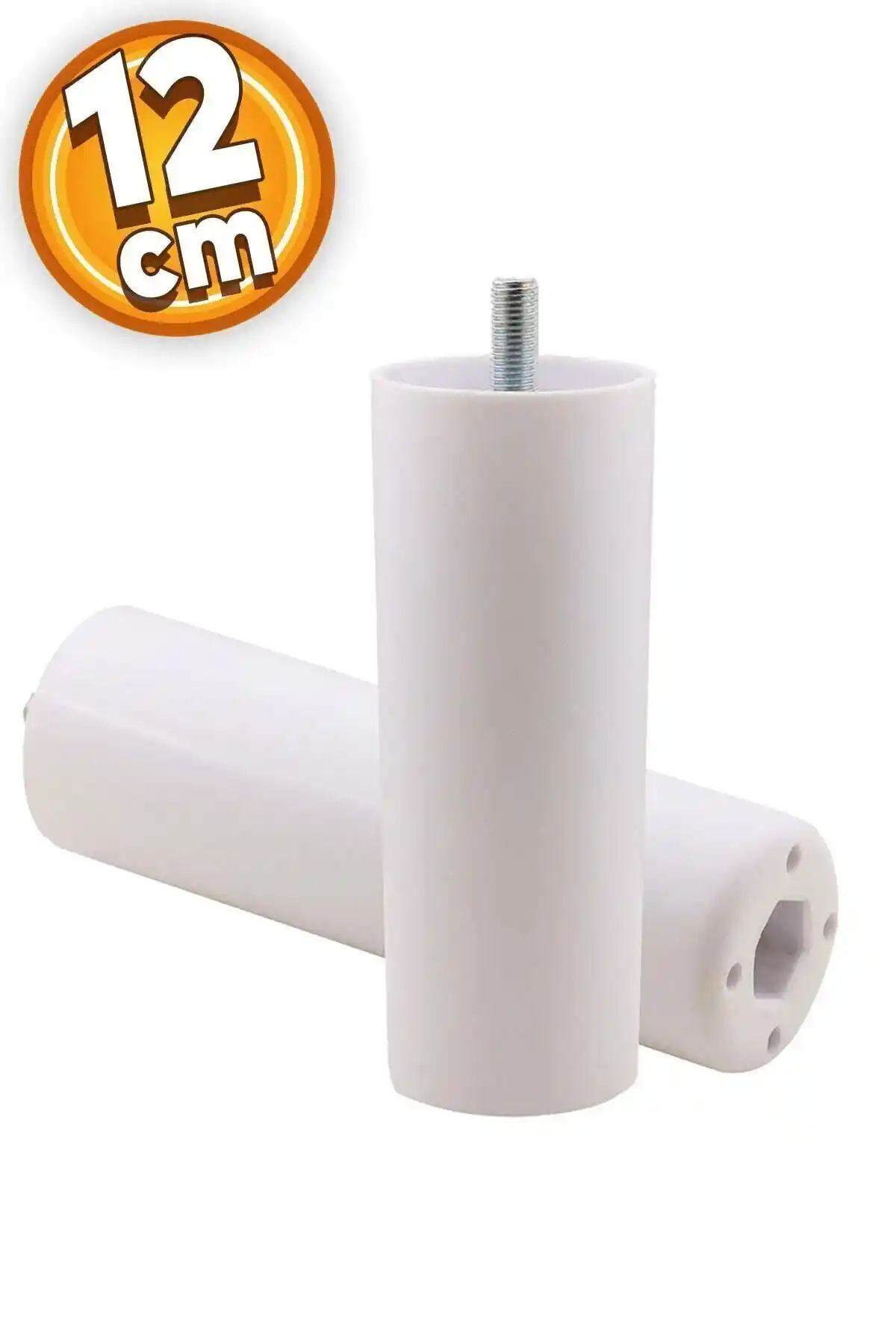 Badem10 Mobilya Beyaz Yükseltici Ayak 12cm M8 Civatalı Pratik ve Dayanıklı Tasarım