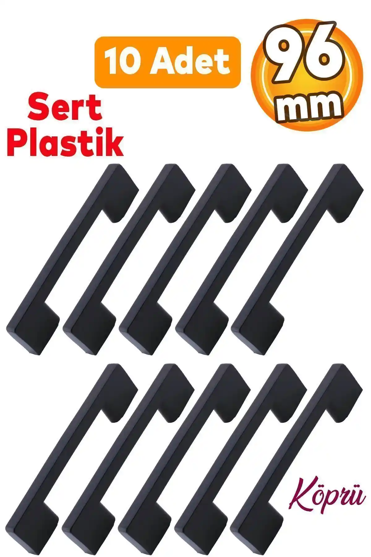 Badem10 SERT PLASTİK Köprü 96 Mm Siyah Mobilya Kulpu Modern ve Dayanıklı Tasarım
