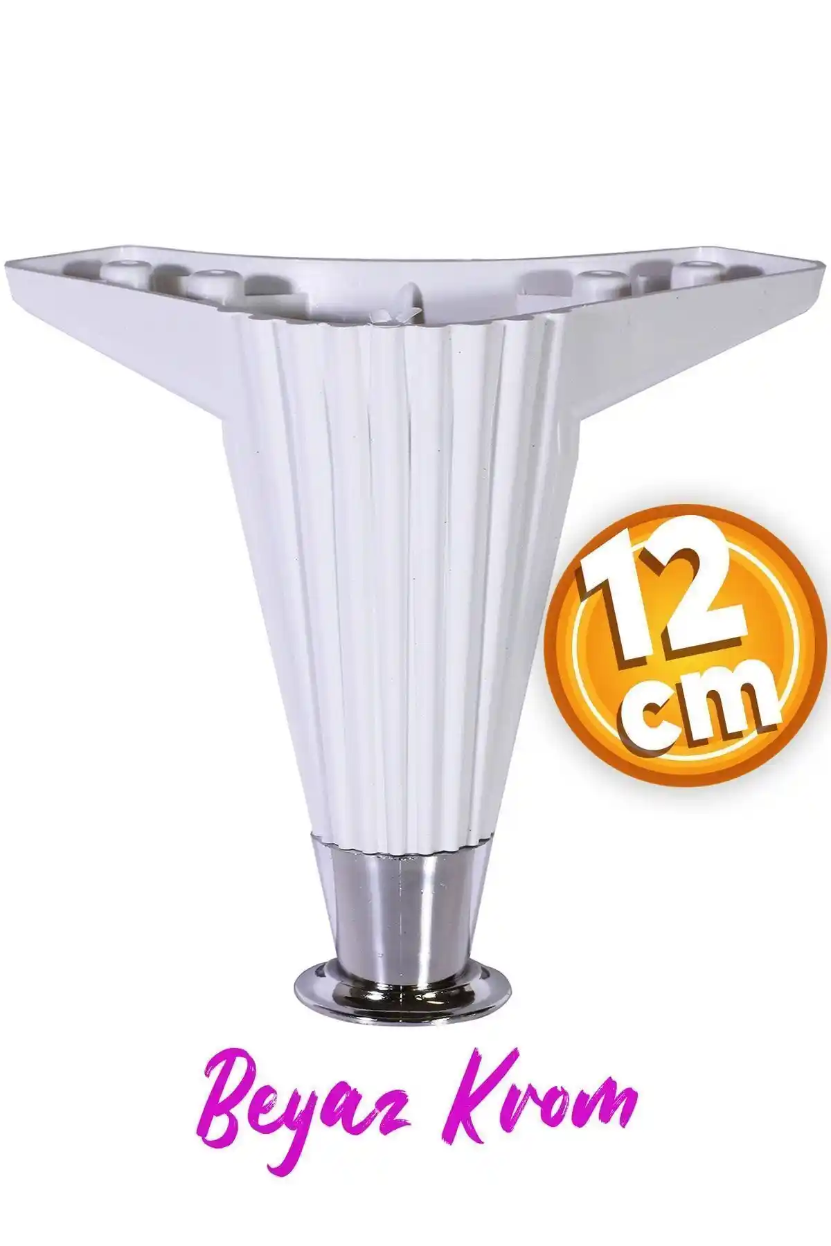 Badem10 Wetra Line 12 Cm Beyaz Krom Mobilya Ayakları Modern ve Şık Tasarım