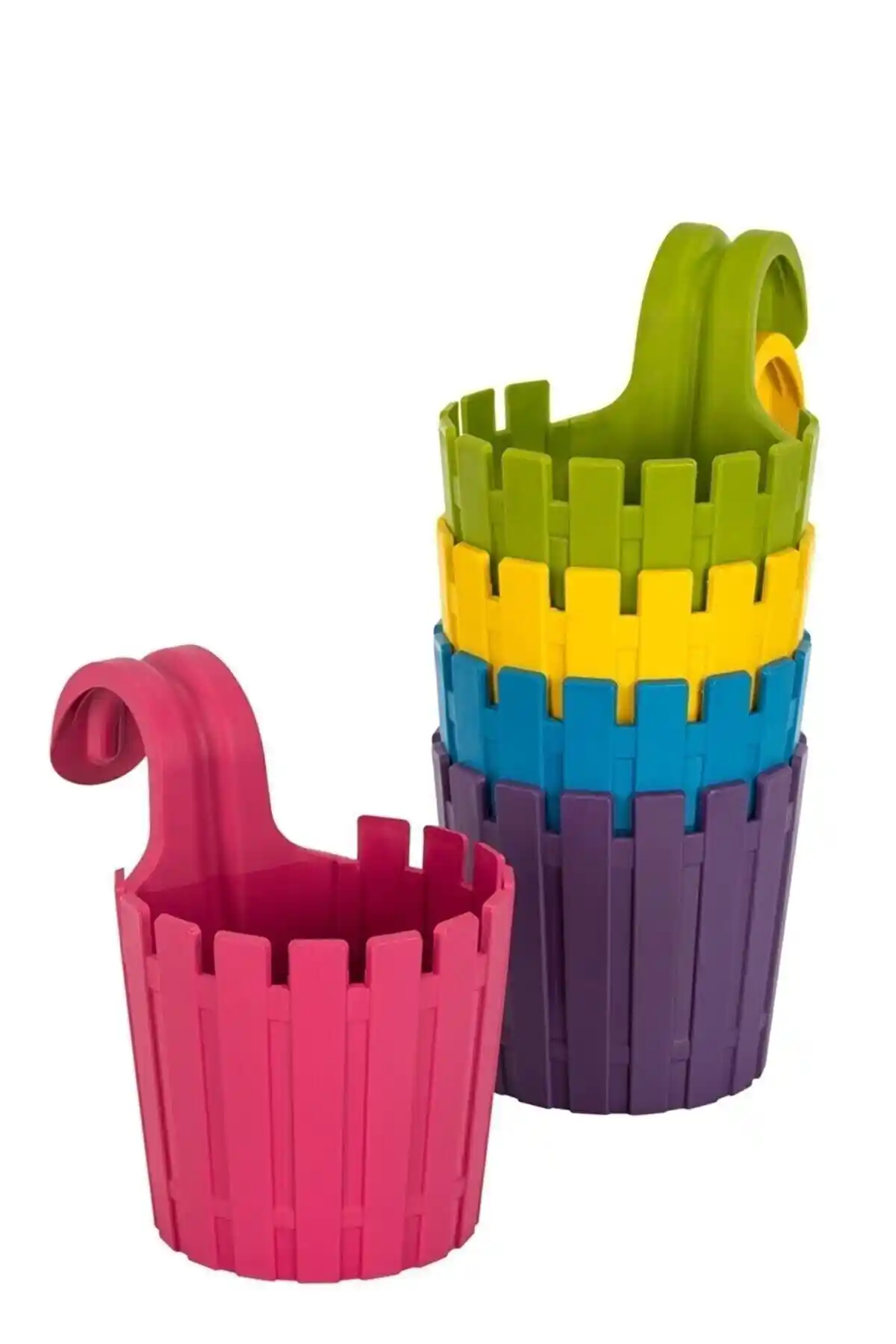 Bimbambom Balkon Askılı Tekli Saksı Seti: Renkli ve Dayanıklı Dış Mekan Saksıları