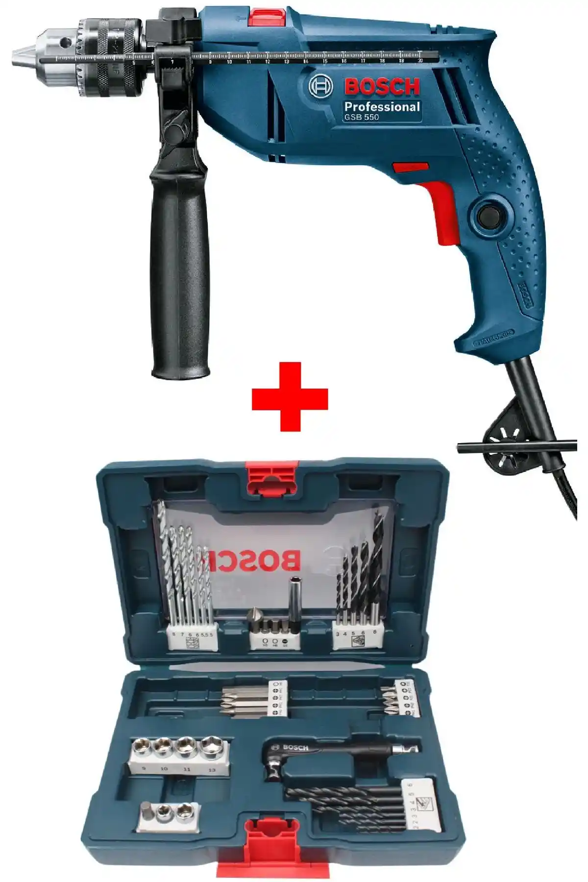 Bosch GSB 550 Profesyonel Darbeli Matkap ve 41 Parça Seti: Güçlü ve Çok Yönlü Performans