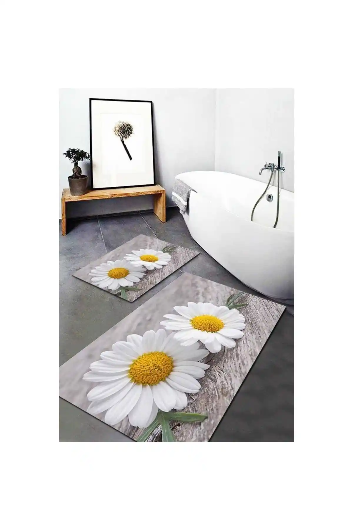 Cappio Halı Papatya Desen ve Liva Home Deniz Kabuğu Banyo Paspas Takımı Karşılaştırması