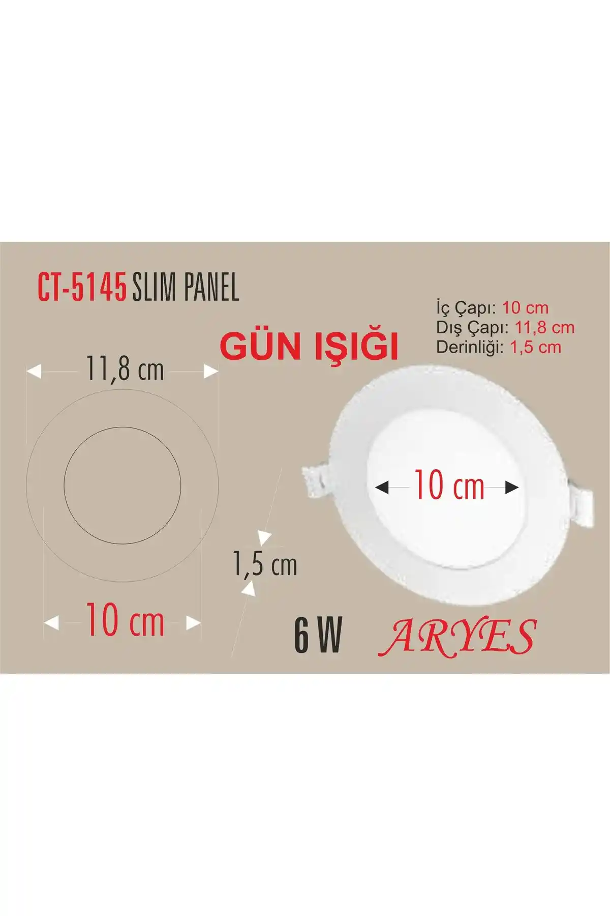 Cata 10 Adet 6 Watt Gün Işığı LED Panel Seti Alüminyum Kasa ile Enerji Verimli Aydınlatma
