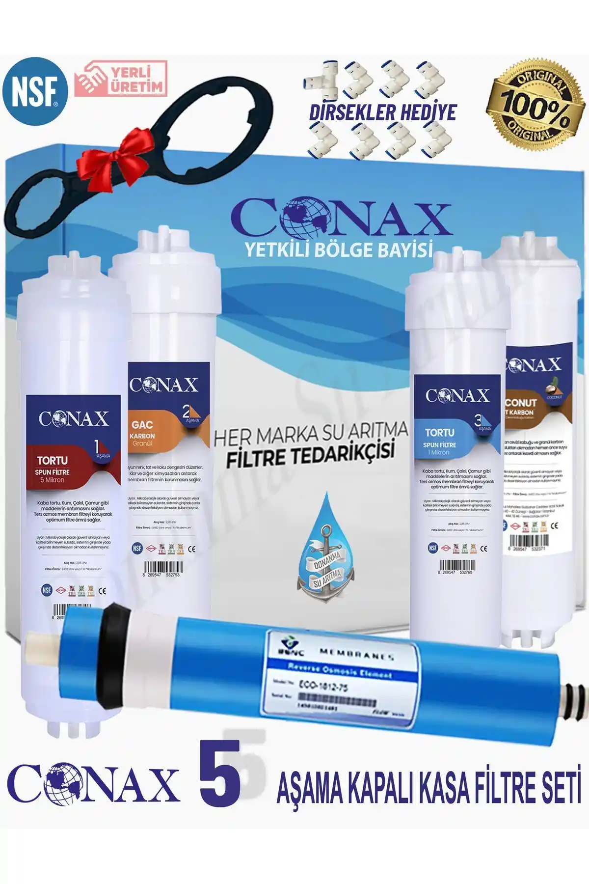 Conax Kapalı Kasa 5 Aşamalı Filtre Seti ile Temiz ve Sağlıklı Su İçin Uygun Çözüm