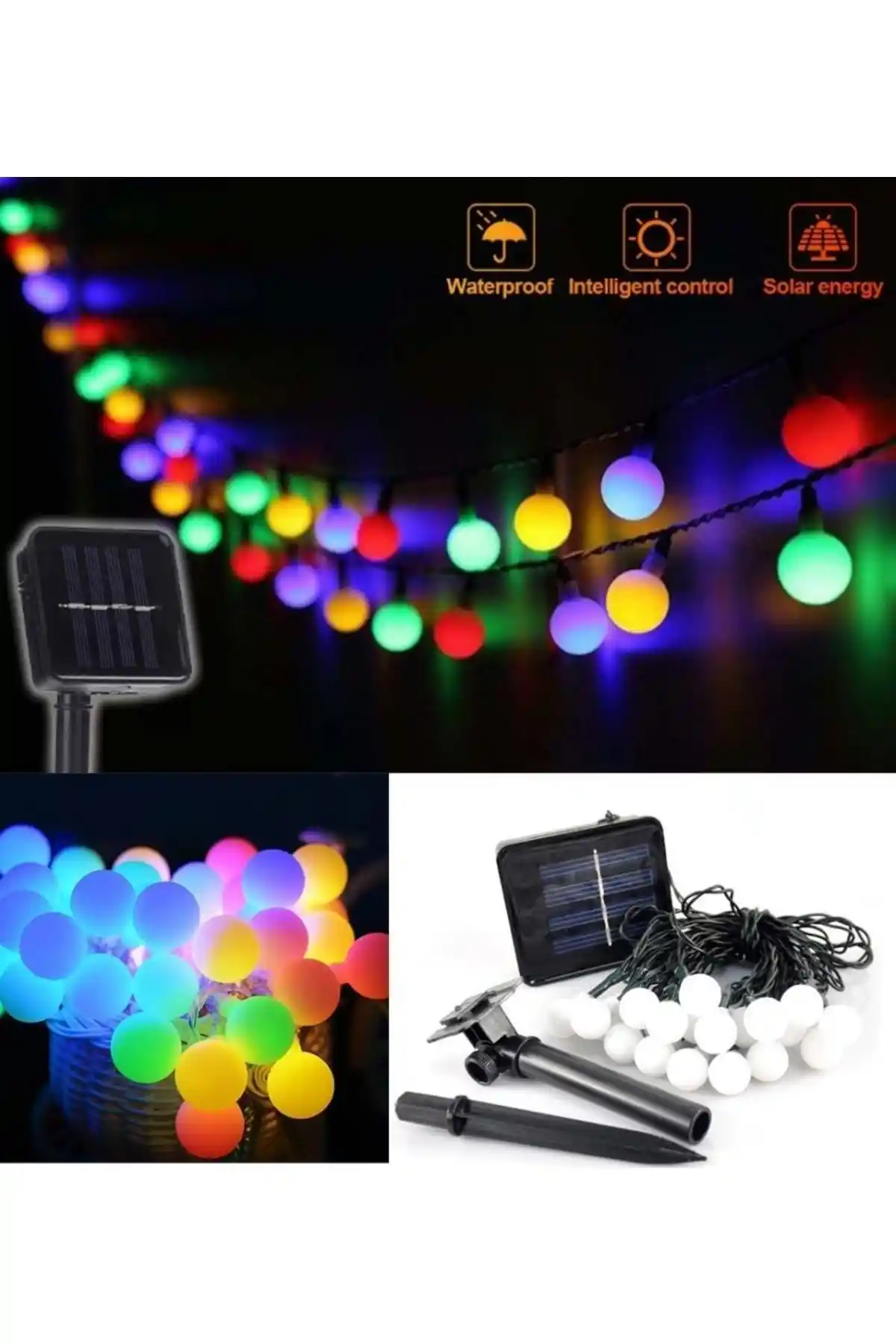 DepoMega Güneş Enerjili 50 LED Dış Mekan Kamp Bahçe Ağaç Aydınlatma Çözümü