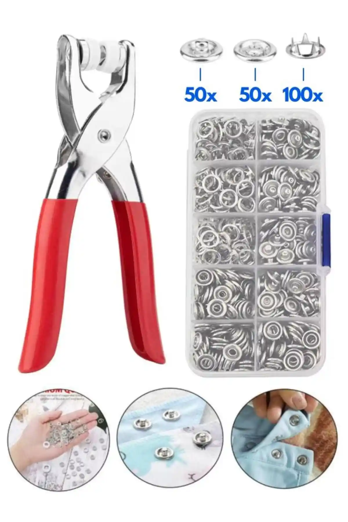 DepoMega Metal Çıtçıt Pense Seti: Dayanıklı ve Kullanışlı Tekstil Uygulama Aracı