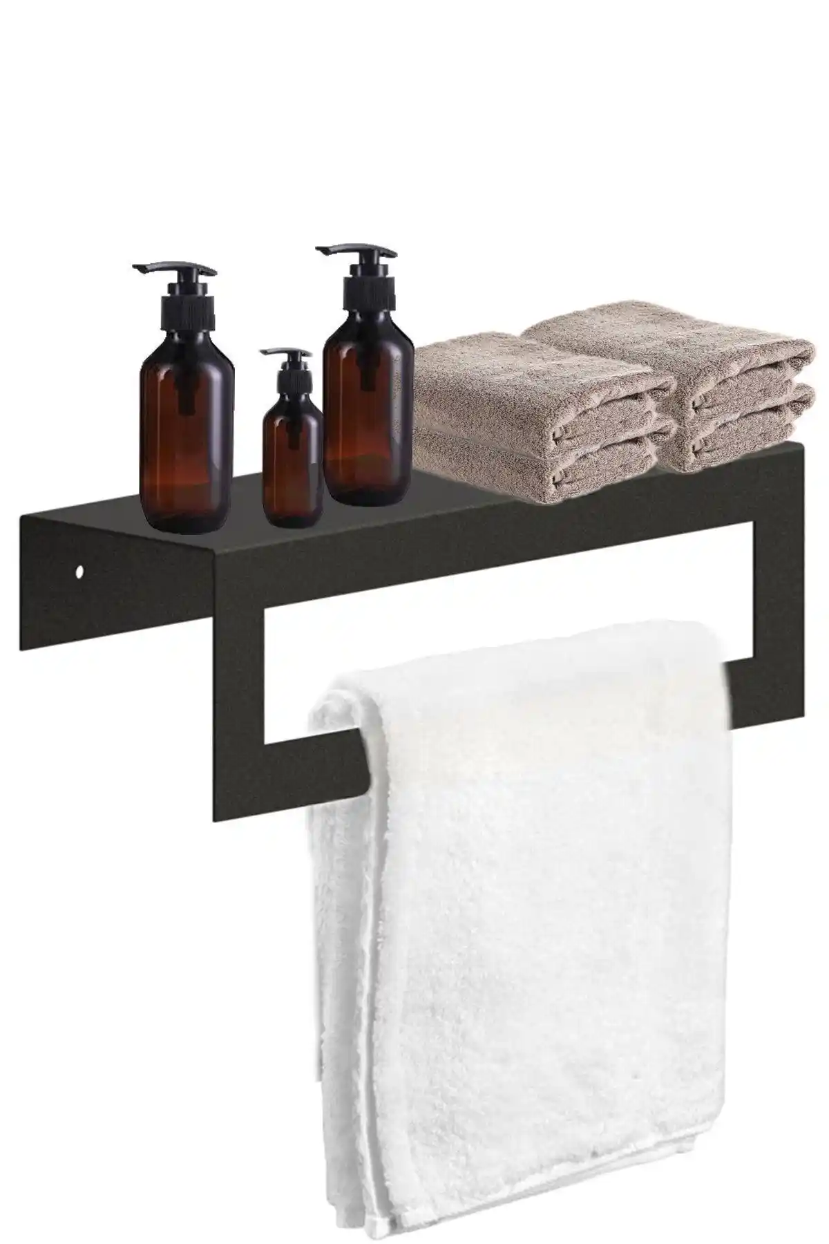 DijiDec Siyah Raflı Havlu Askısı Modern ve Dayıklı Banyo Dekorasyonu İçin Ideal