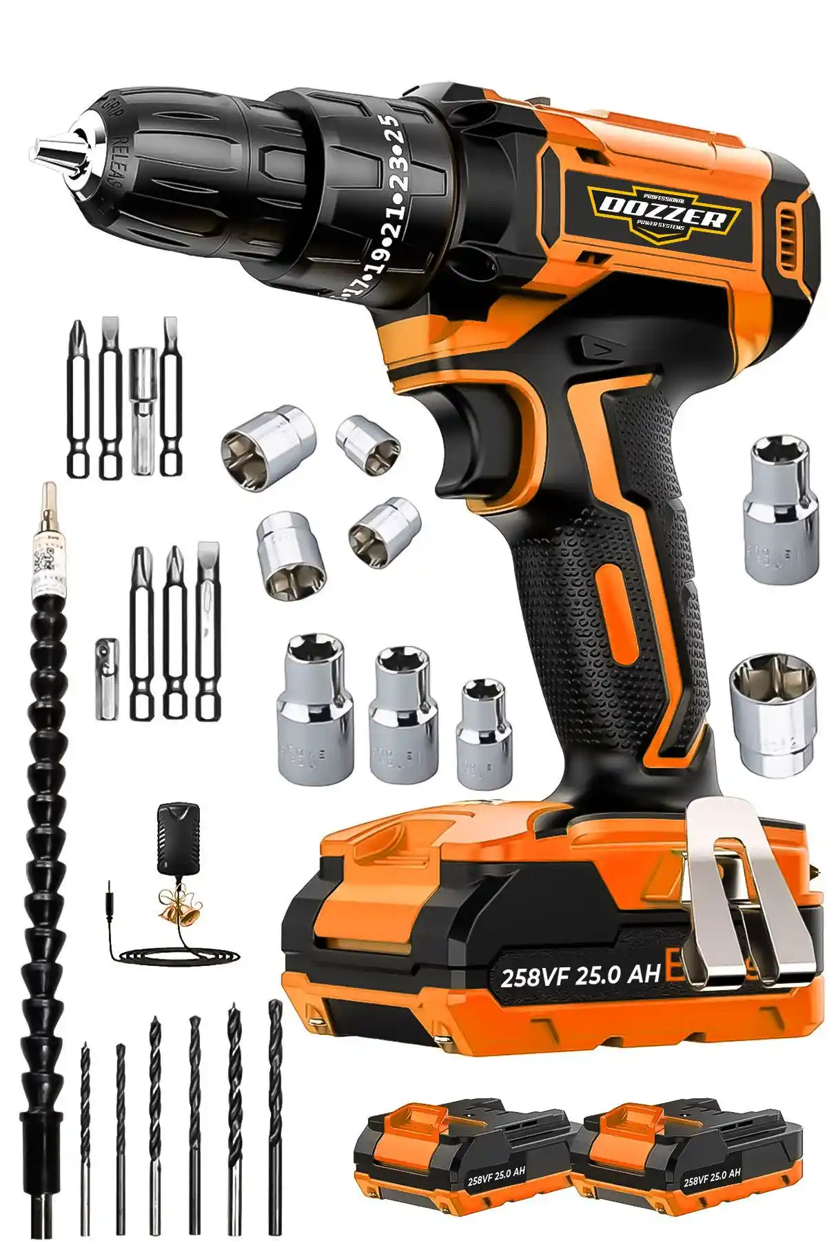 Dozzer Alman Hard-X Darbeli 256 Vf 20Ah Çelik Şanzumanlı Akülü Vidalama Matkap