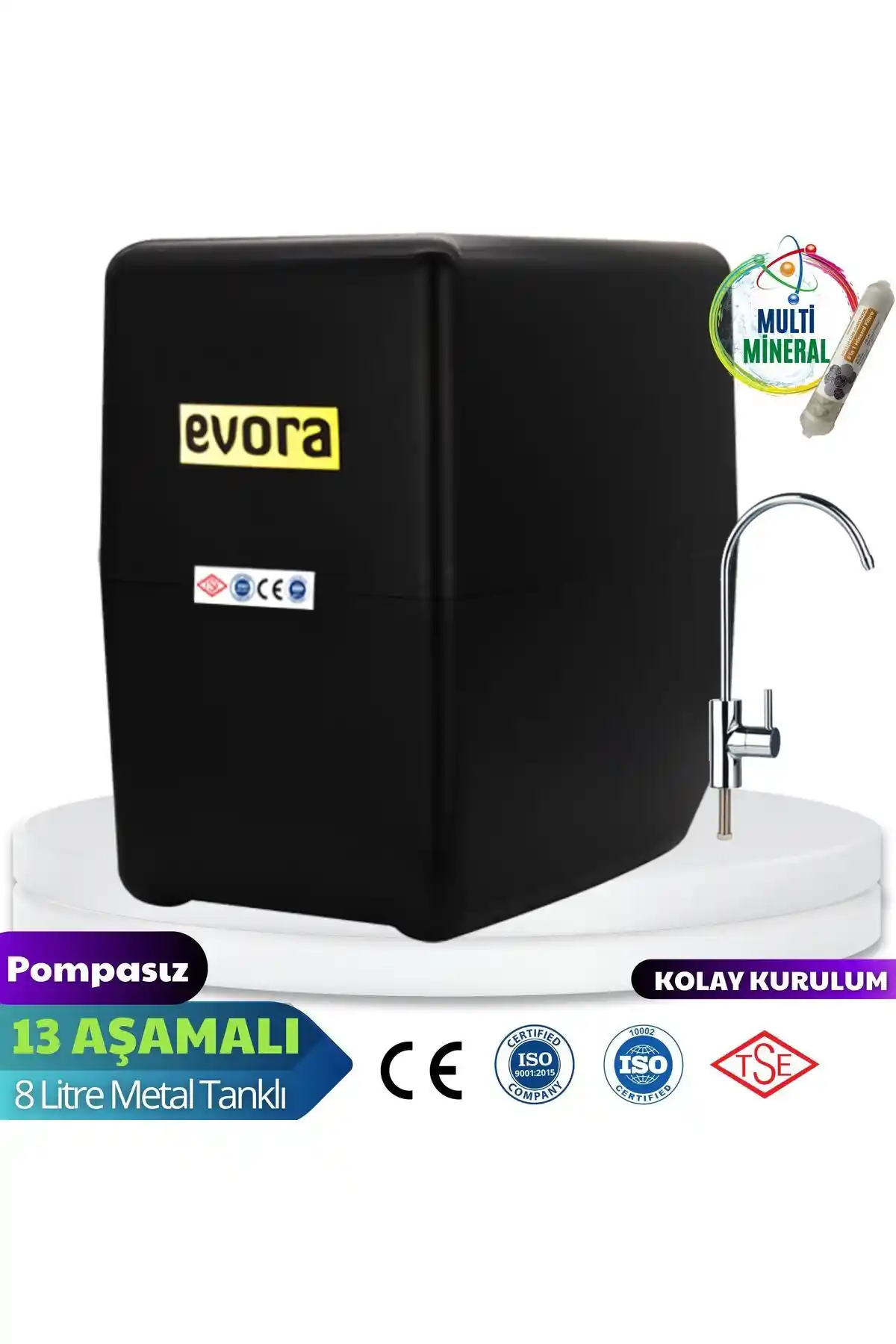 Evora 13 Aşamalı 8 Lt Çelik Tanklı Su Arıtma Cihazı Sağlıklı ve Lezzetli Su İçin En İyi Çözüm