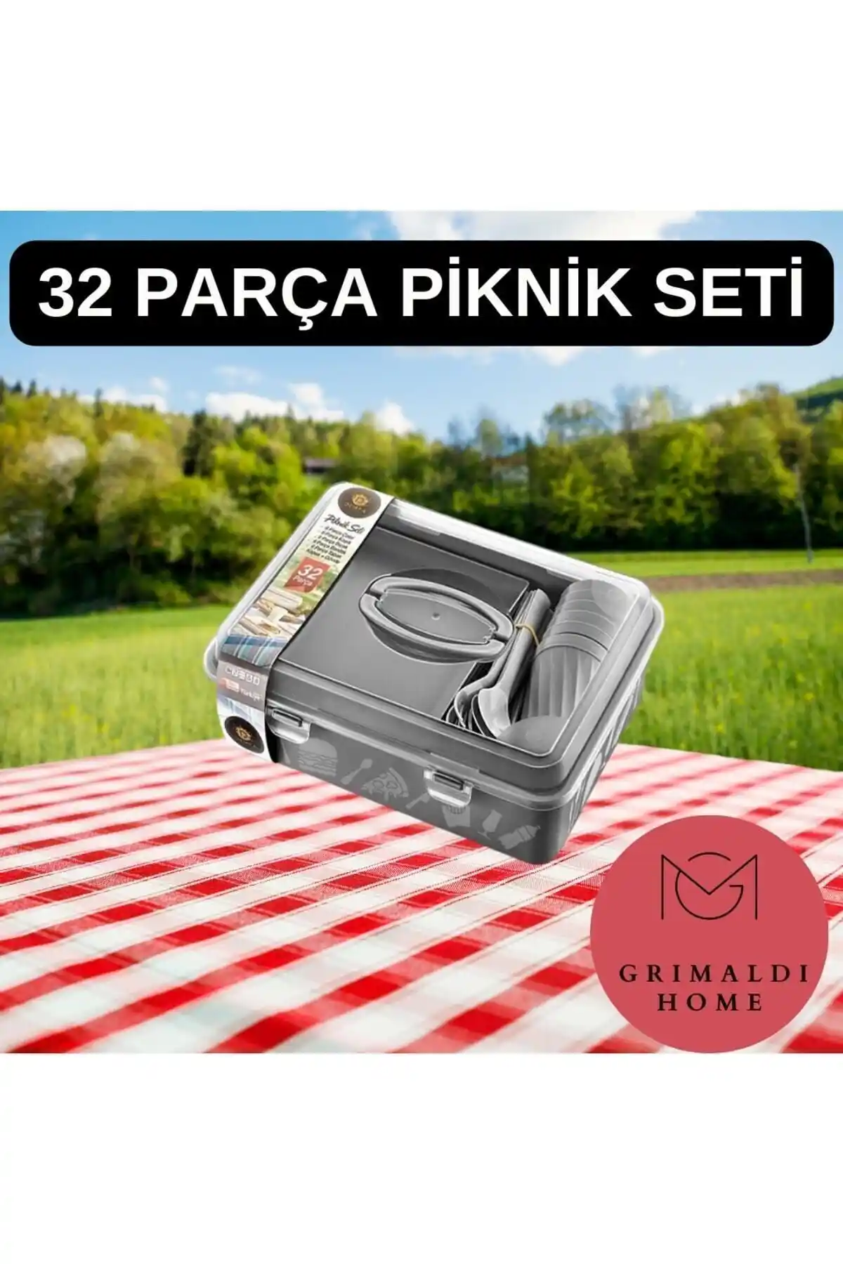 Genel Markalar 6 Kişilik 32 Parça Çantalı Piknik Seti Mürdüm Renkli Pratik ve Şık Tasarım