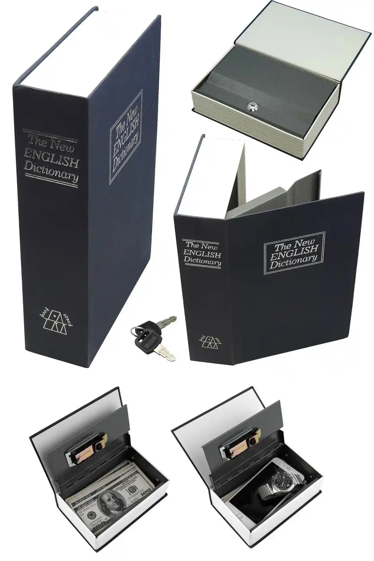 Genel Markalar Lacivert Kitap Şeklinde Gizli Kasa Güvenli ve Estetik Saklama Çözümü