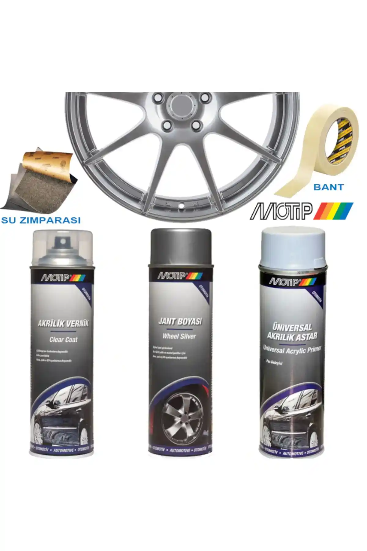 Genel Markalar Metalik Gümüş Gri Akrilik Jant Boyası Seti ile Şık ve Dayanıklı Jantlar Yaratın