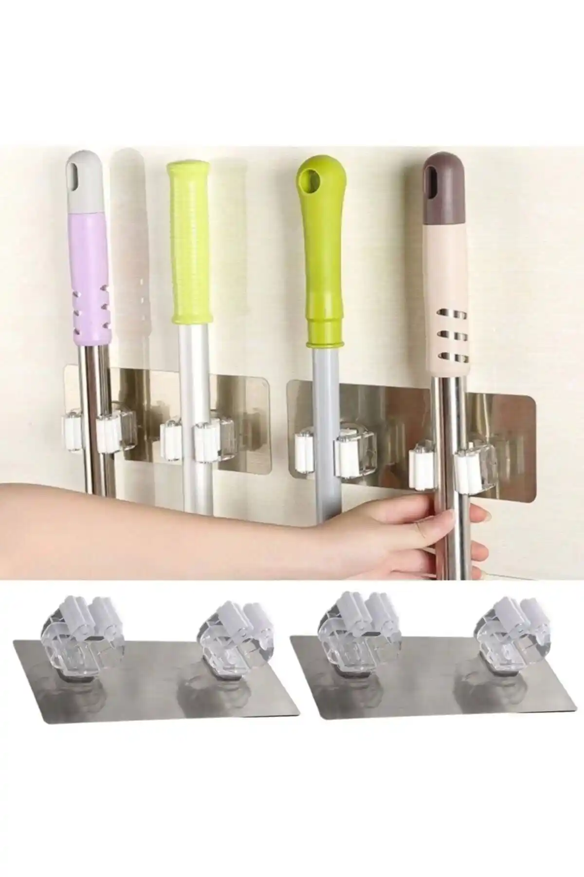 Genel Markalar Pratik Organizer 4'lü Yapışkanlı Fırça Paspas Mop Sabitleyici Ürün Tanıtımı