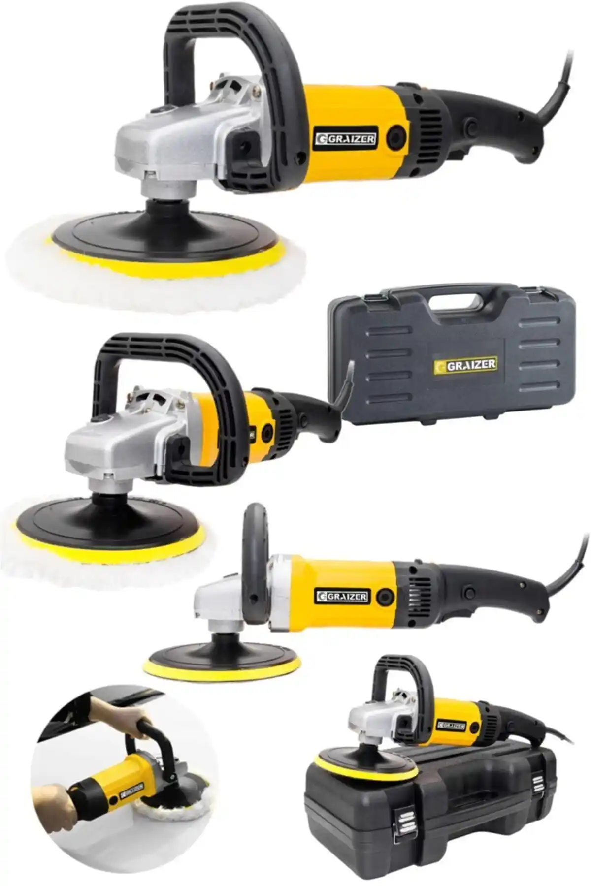 Graizer 3000W Profesyonel Zımpara ve Cila Makinesi Endüstriyel Kullanım İçin Güçlü ve Dayanıklı