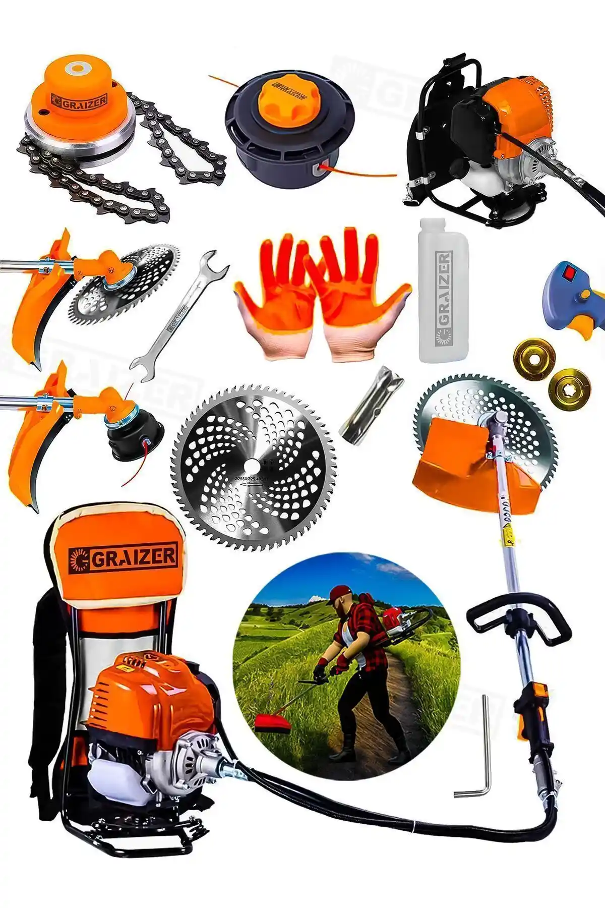 Graizer Alman 20 Hp Sırt Tipi Benzinli Ot Çalı Tırpanı: Güçlü ve Kullanıcı Dostu Tarım Makinesi