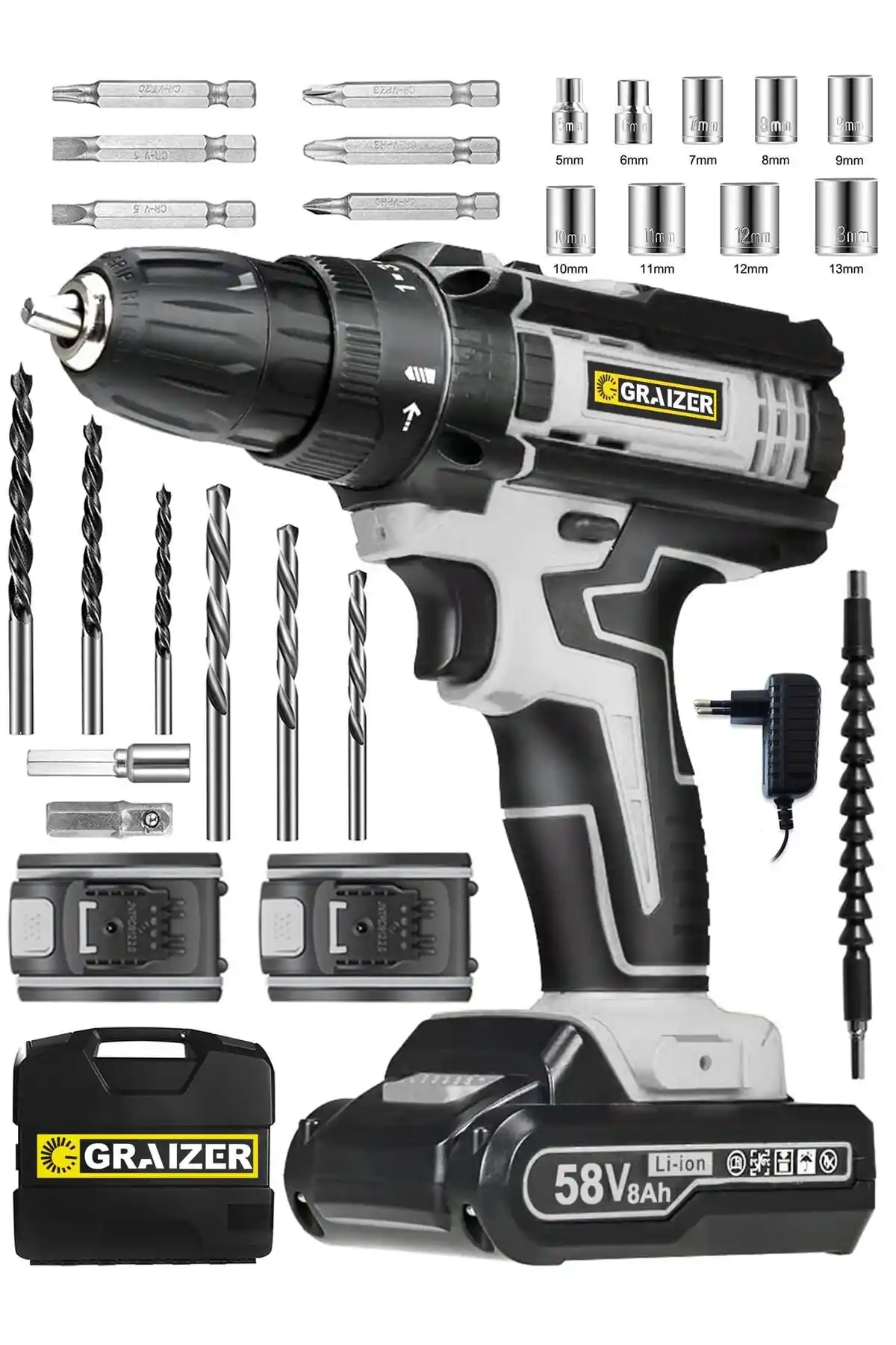 Graizer Alman 58 V Darbeli Vidalama Matkap Seti Güçlü Performans ve Dayanıklılık
