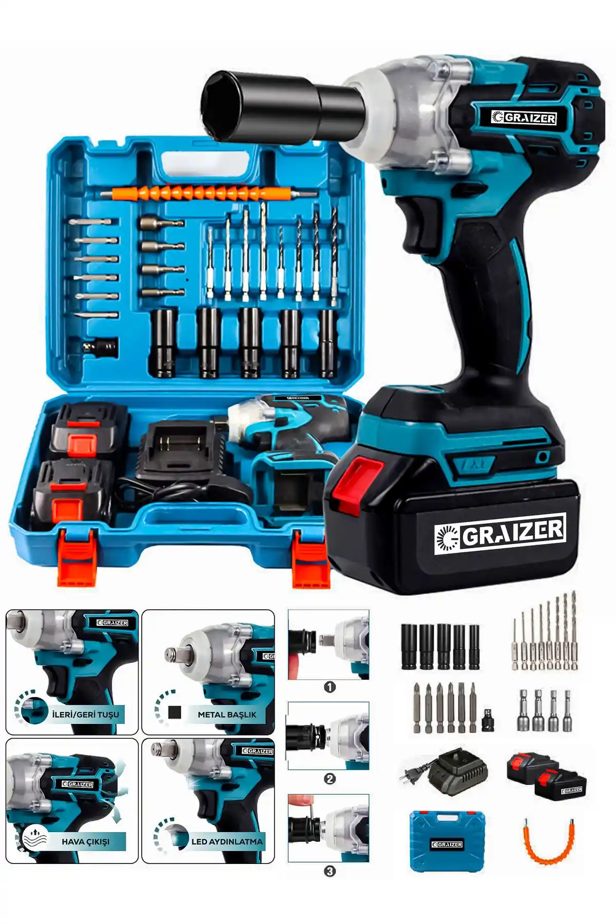 Graizer Alman 598 V 20 Ah Akülü Somun Sökme Takma Matkabı Özellikleri ve Kullanım Alanları