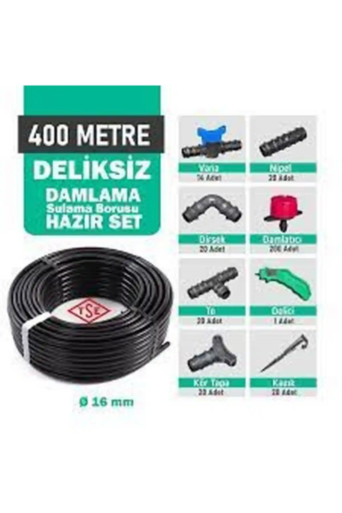Hasüçel 400 Metre Deliksiz Düz Damla Sulama Sistemi Tarım ve Bahçe Uygulamaları İçin