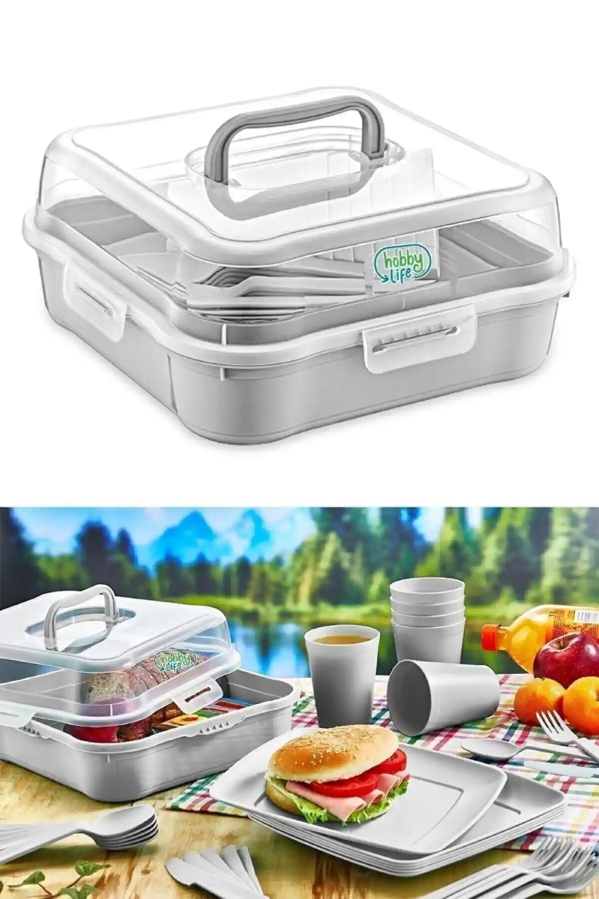 HOBBY LİFE 32 Parça 6 Kişilik Magic Piknik Seti Hafif ve Pratik Dış Mekan Ekipmanı