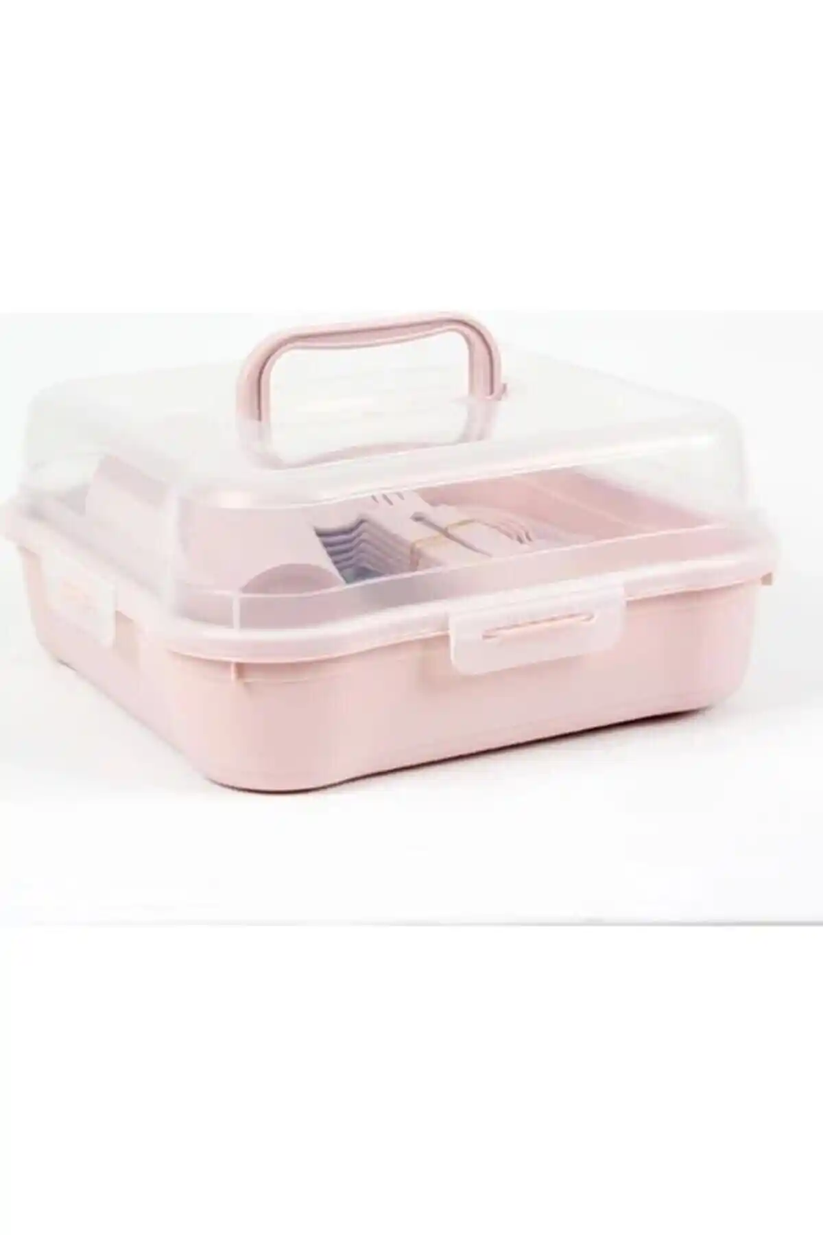 HOBBY LİFE 32 Parça Pembe Piknik Seti 6 Kişilik Taşınabilir ve Yıkanabilir