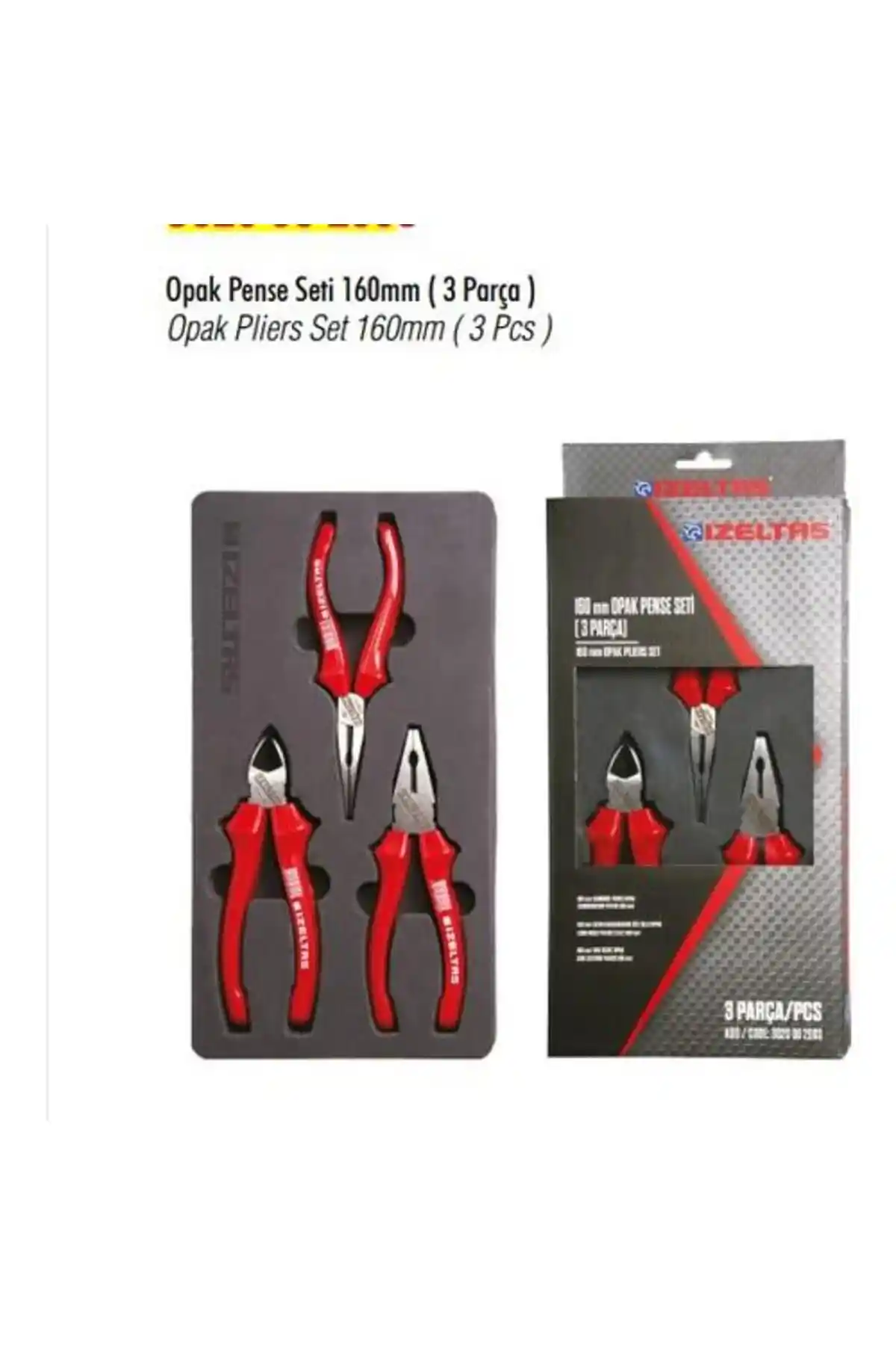 İzeltaş Opak Pense Seti 160mm 3 Parça - Dayanıklı ve Çok İşlevli El Aletleri